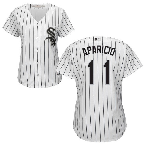 White Sox #11 Luis Aparicio White(Black Strip) Home Women's Stitched MLB Jersey - Click Image to Close